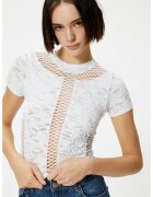 KOTON Tricou crop cu broderie - Alb