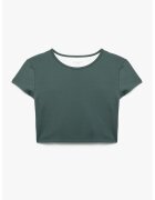 KOTON Tricou crop cu decolteu la baza gatului - Verde persan