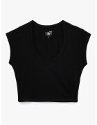 KOTON Tricou crop cu decolteu rotund - Negru