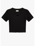 KOTON Tricou crop cu decupaj in forma de inima - Negru