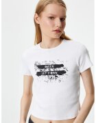 KOTON Tricou crop cu imprimeu - Alb
