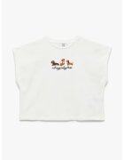KOTON Tricou crop cu imprimeu - Alb/Maro