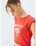 KOTON Tricou crop cu imprimeu - Rosu
