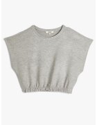 KOTON Tricou crop cu insertie elastica - Gri