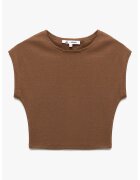 KOTON Tricou crop din amestec de modal - Maro scortisoara