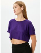 KOTON Tricou crop din amestec de viscoza - Ametist
