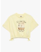 KOTON Tricou crop din bumbac cu imprimeu - Maro/Galben deschis