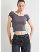 KOTON Tricou crop slim fit - Gri
