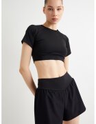 KOTON Tricou crop uni - Negru