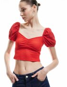 KOTON Tricou crop uni - Rosu