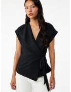 KOTON Tricou cu decolteu cache-coeur - Negru