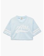 KOTON Tricou cu decolteu in V si imprimeu text - Albastru glaciar