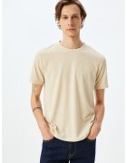 KOTON Tricou cu decolteu la baza gatului si aspect texturat - Bej