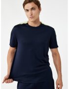 KOTON Tricou cu decolteu la baza gatului si detaliu contrastant - Bleumarin/Verde fistic