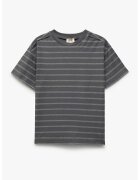KOTON Tricou cu decolteu la baza gatului si dungi - Gri inchis