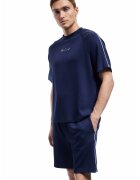 KOTON Tricou cu decolteu la baza gatului si maneci raglan - Albastru ultramarin