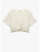 KOTON Tricou cu detaliu innodat - Crem