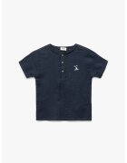 KOTON Tricou cu fenta cu nasturi - Albastru inchis