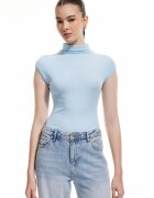 KOTON Tricou cu guler scurt - Albastru pastel