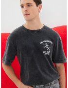 KOTON Tricou cu imprimeu pe spate - Gri carbune