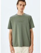 KOTON Tricou cu imprimeu text - Kaki