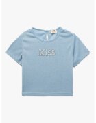 KOTON Tricou cu logo din strasuri si insertii din fibra metalizata - Albastru pastel
