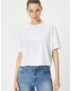 KOTON Tricou cu model in doua tonuri si decupaj pe partea din spate - Alb/Albastru lavanda
