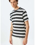 KOTON Tricou cu model in dungi - Alb/Negru
