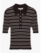 KOTON Tricou cu model in dungi si guler clasic - Alb/Maro inchis