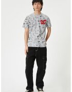 KOTON Tricou de bumbac cu imprimeu - Negru/Gri deschis/Rosu vermillion