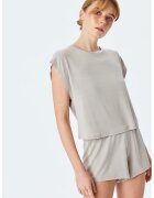 KOTON Tricou de pijama lejer din amestec de modal cu model uni - Gri deschis