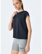 KOTON Tricou din amestec de modal cu decolteu la baza gatului - Albastru ultramarin