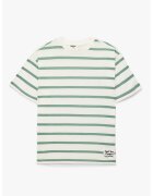 KOTON Tricou din bumbac cu dungi - Alb fildes/Verde feriga