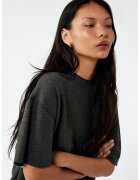 KOTON Tricou lejer cu maneci cazute - Gri inchis melange