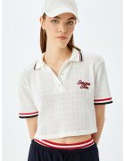 KOTON Tricou polo crop - Alb murdar