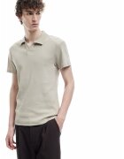KOTON Tricou polo slim-fit cu model tricotat - Maro taupe