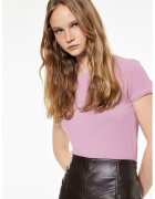 KOTON Tricou slim-fit cu decolteu la baza gatului - Rosu deschis