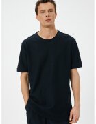 KOTON Tricou slim fit texturat - Negru