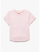 KOTON Tricou striat cu decolteu la baza gatului - Roz pastel
