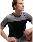 KOTON Tricou supradimensionat cu design colorblock - Negru/Gri melange