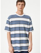 KOTON Tricou supradimensionat in dungi - Alb/Albastru