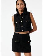 KOTON Vesta crop cu guler ascutit - Negru