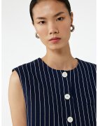 KOTON Vesta crop cu model in dungi - Alb/Bleumarin
