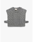 KOTON Vesta crop cu model torsade - Gri melange