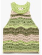 KOTON Vesta crosetata cu decolteu striat - Verde deschis
