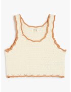 KOTON Vesta crosetata cu terminatie contrastanta - Caramel/Crem