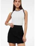 KOTON Vesta din tricot cu decolteu rotund - Negru/Alb murdar