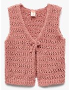 KOTON Vesta din tricot cu inchidere cu snur - Roz prafuit