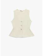 KOTON Vesta slim fit cu peplum - Crem
