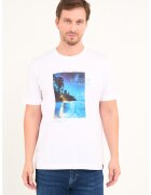 KVL by KENVELO Tricou cu decolteu la baza gatului si imprimeu - Albastru inchis/Albastru royal/Alb optic